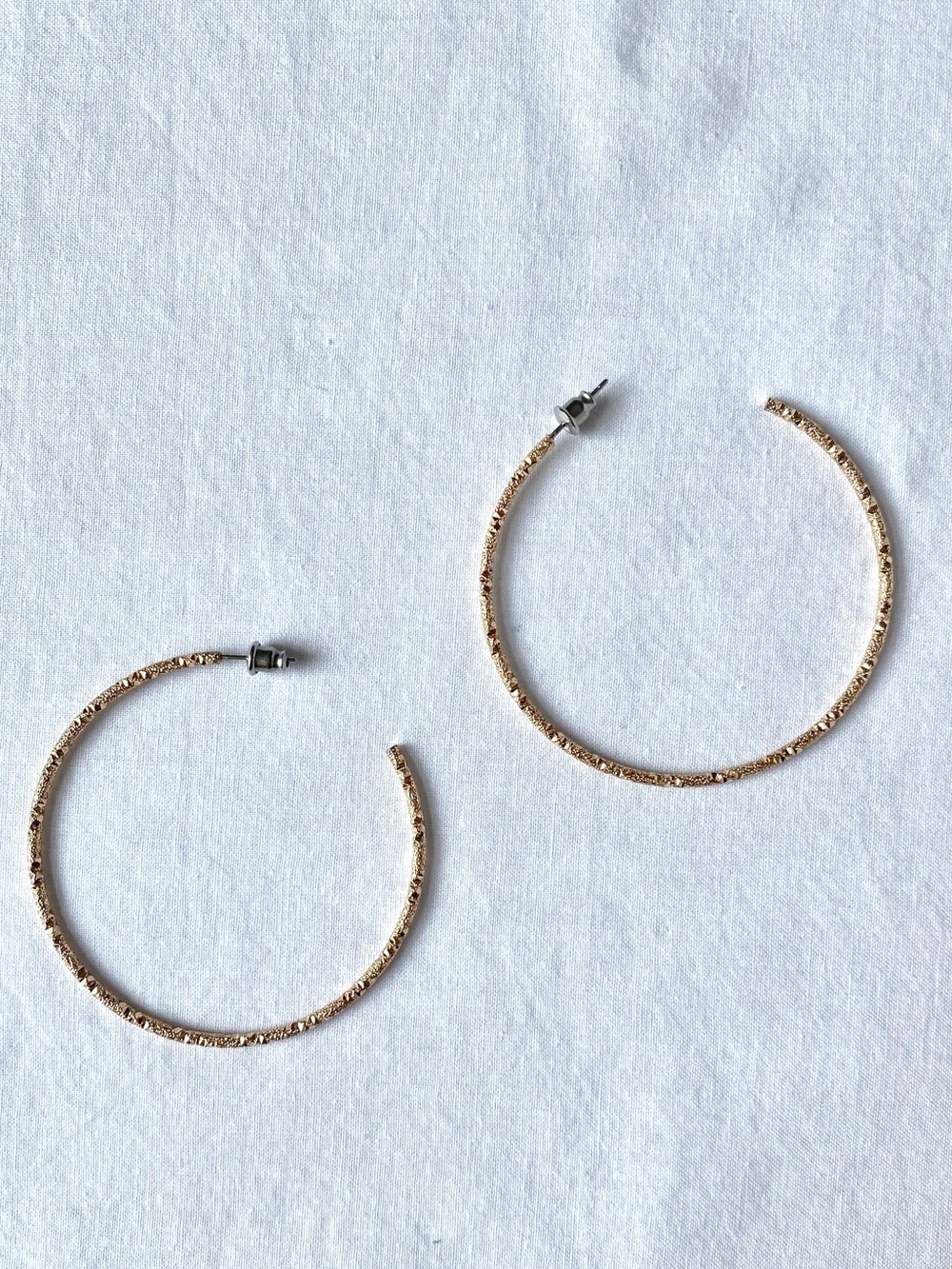 2” Gold tone texture Hoop earrings